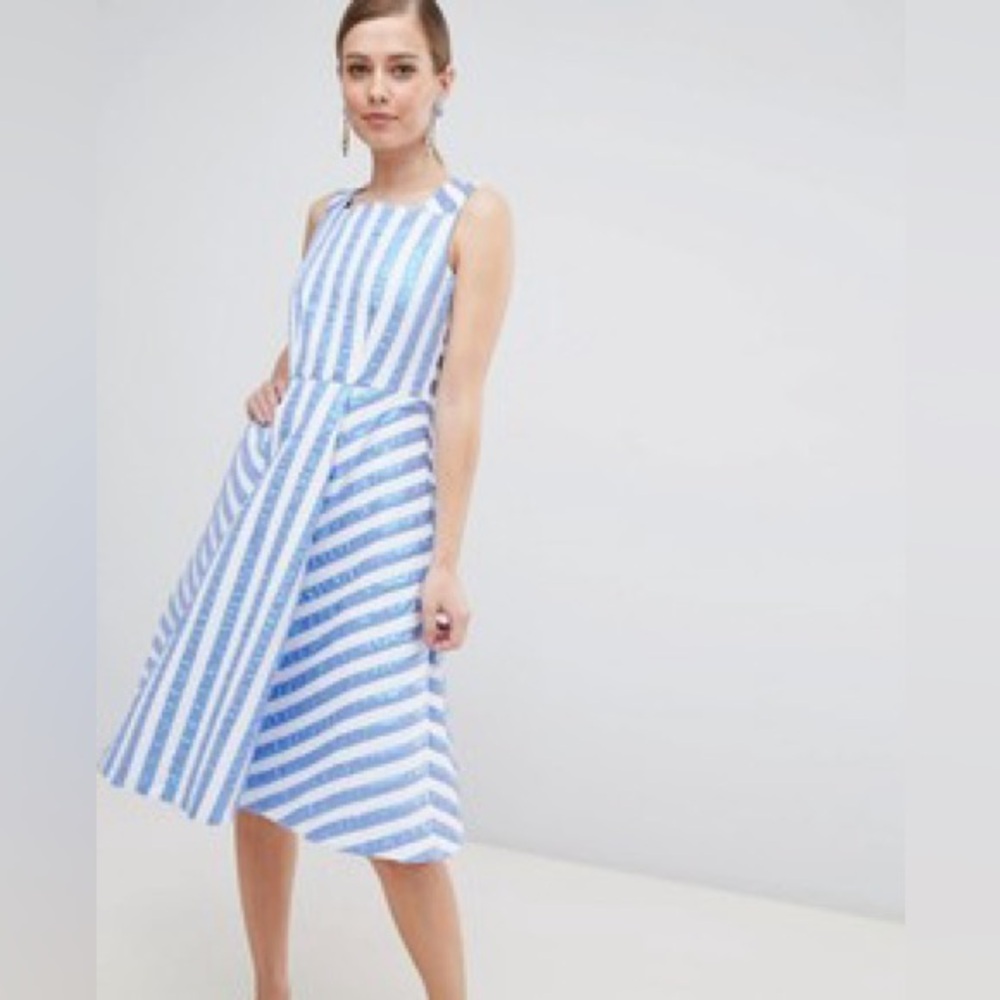 Closet London Iridescent Mermaid Stripe Dress